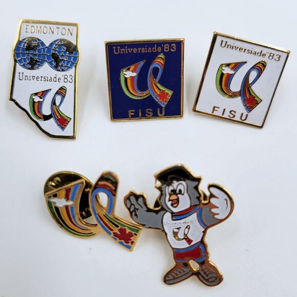 1983 Universiade World University Games Edmonton Alberta Lapel Pin Lot Of 5 Masc - Picture 1 of 5